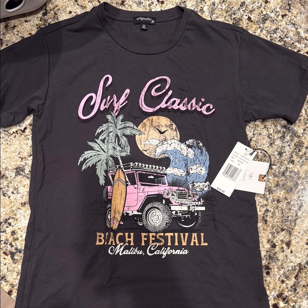 Girls Black Surf Classic Graphic T-Shirt